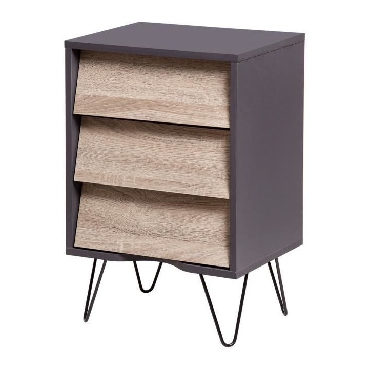 Meuble de rangement 3 tiroirs - En panneaux de particules avec piétem