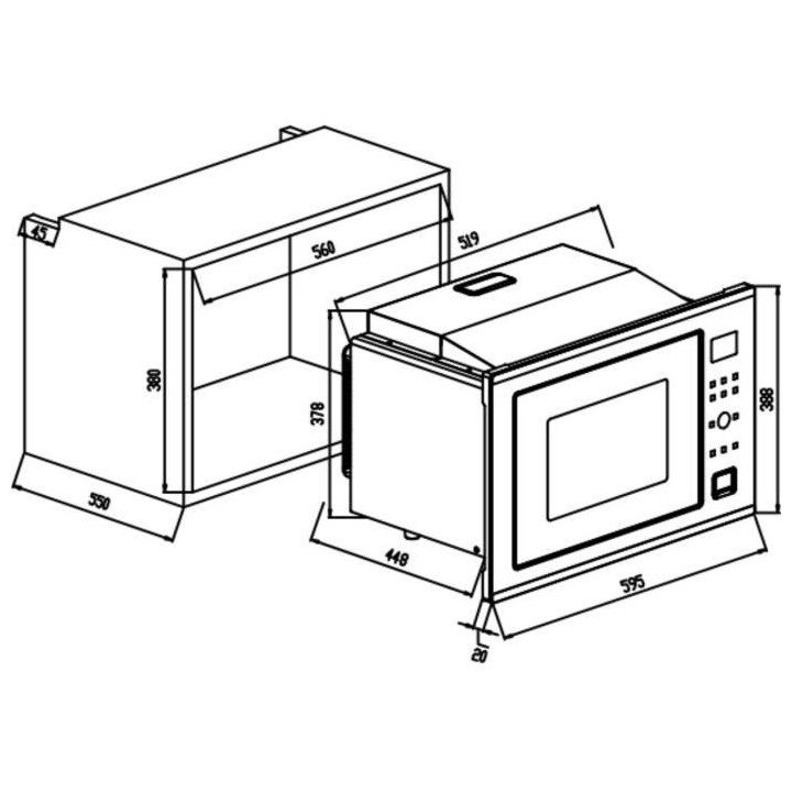 Micro-ondes combiné encastrable CONTINENTAL EDISON CEMO34CEB2 Noir et