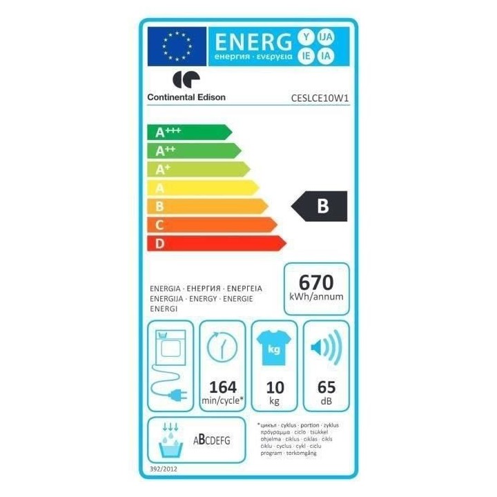 Seche-linge a condensation CONTINENTAL EDISON CESLCE10W1 – 10 kg –