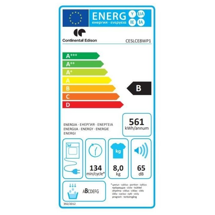 Seche-linge a condensation CONTINENTAL EDISON CESLCE8WP1 - 8 kg - Larg