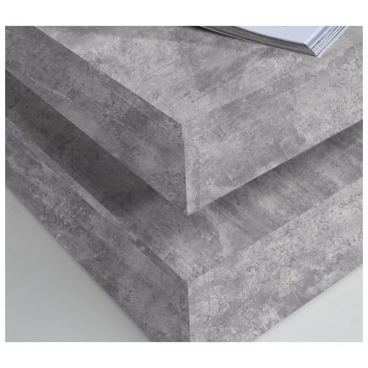 Table basse carrée pivotante - Panneau de particules - Décor béton