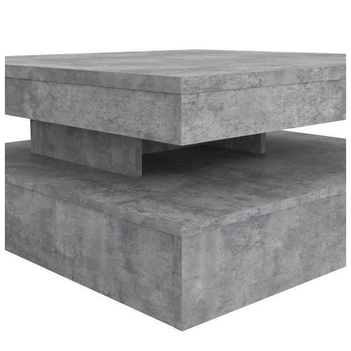 Table basse carrée pivotante - Panneau de particules - Décor béton