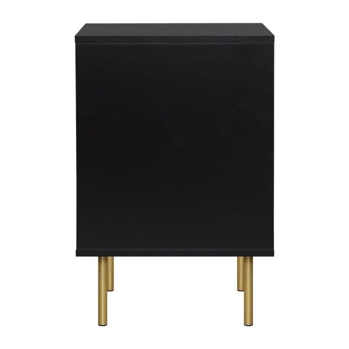 Table de chevet - En MDF laqué noir et cannage de rotin naturel - HAR