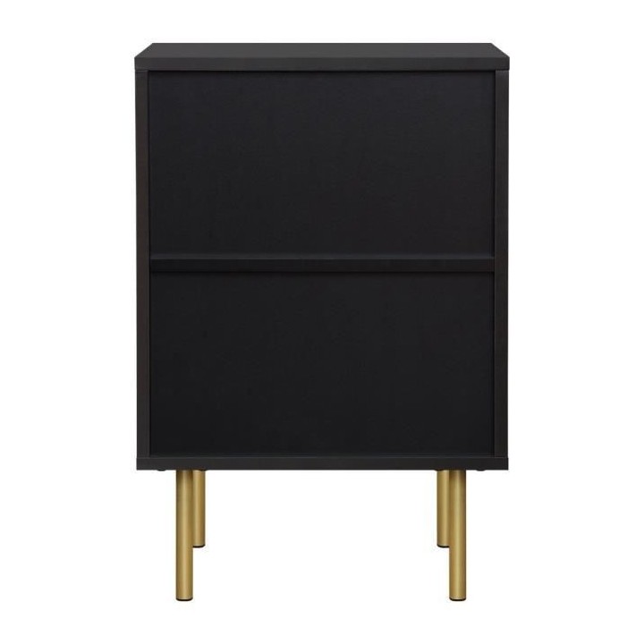 Table de chevet - En MDF laqué noir et cannage de rotin naturel - HAR