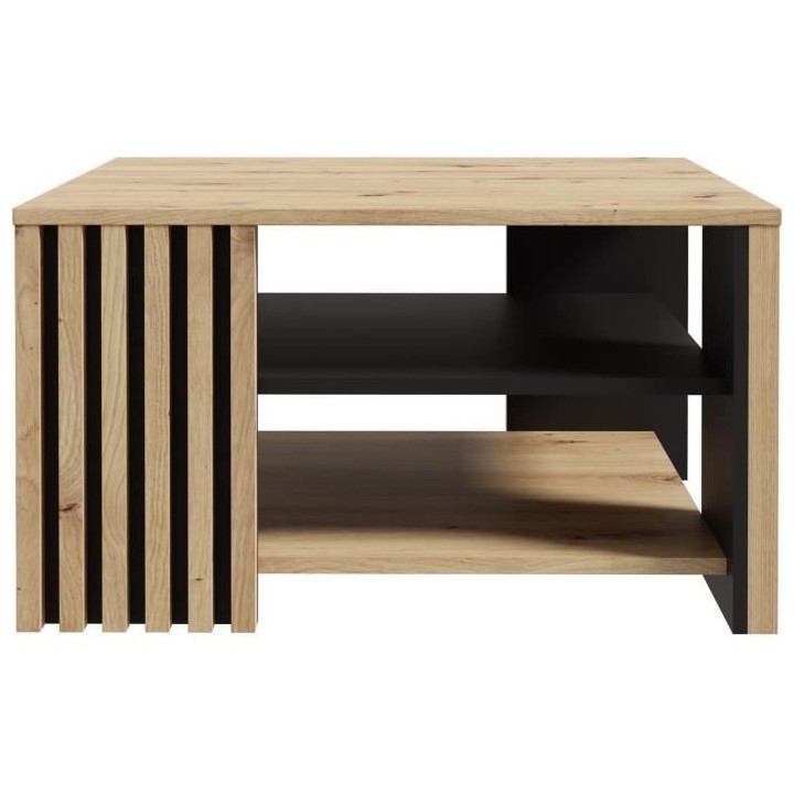 Table basse CARDIGAN - Décor chene artisan et noir - L80 x P80 x H45