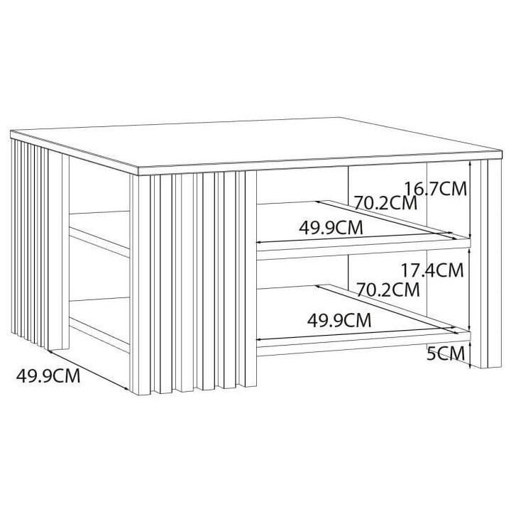 Table basse CARDIGAN - Décor chene artisan et noir - L80 x P80 x H45