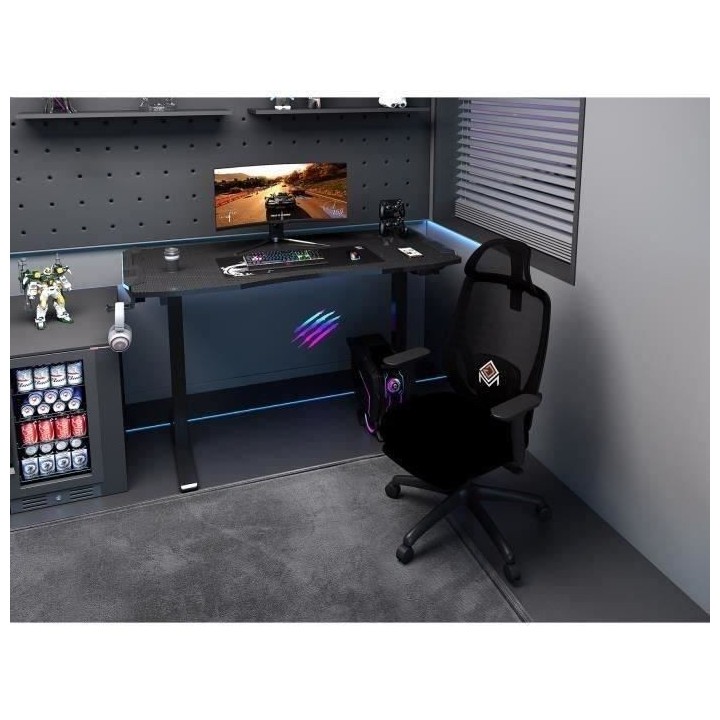 Bureau gaming électrique CGM - Réglable en hauteur - Support de cont