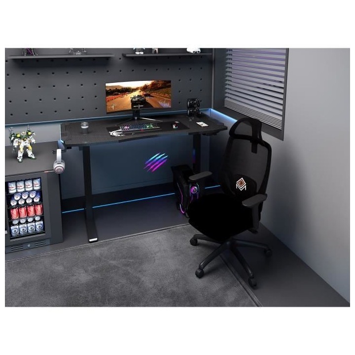 Bureau gaming électrique CGM - Réglable en hauteur - Support de cont