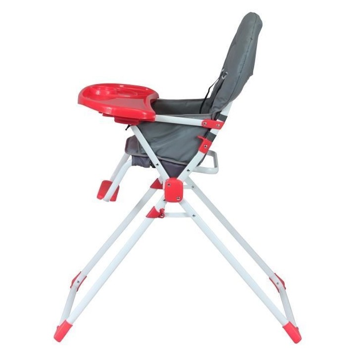 Chaise haute fixe BAMBISOL - Des 6 mois - Mixte - Gris et rouge - Assi