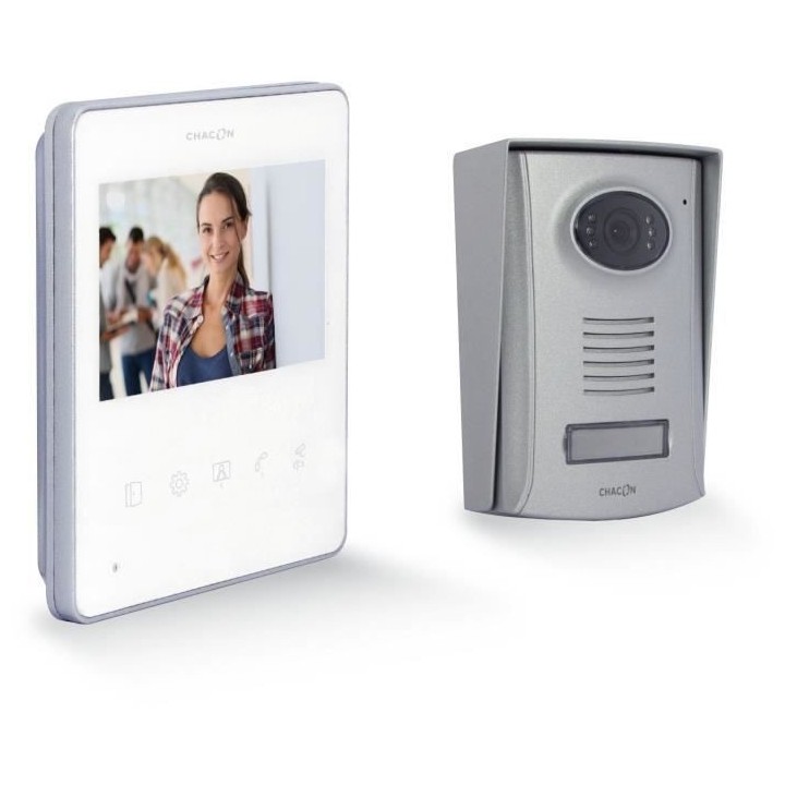 Vidéophone - CHACON - 2 fils - 4,3 - Ultra slim - Blanc