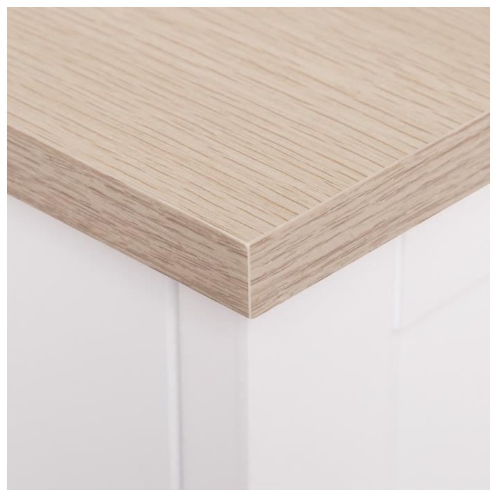 Table de chevet enfant 1 tiroir - Décor Chene et laqué blanc - MDF e