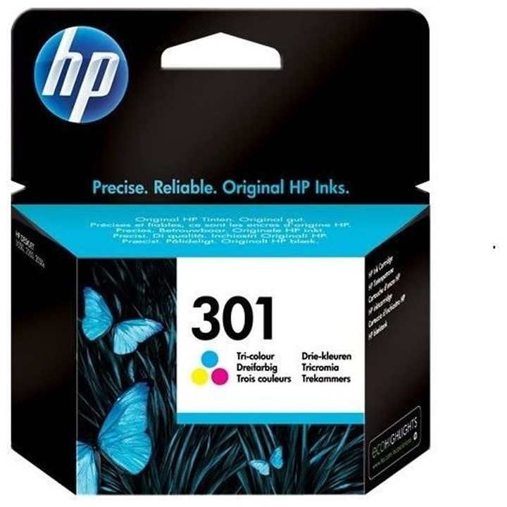HP 301 Cartouche d'encre trois couleurs authentique (CH562EE) pour HP