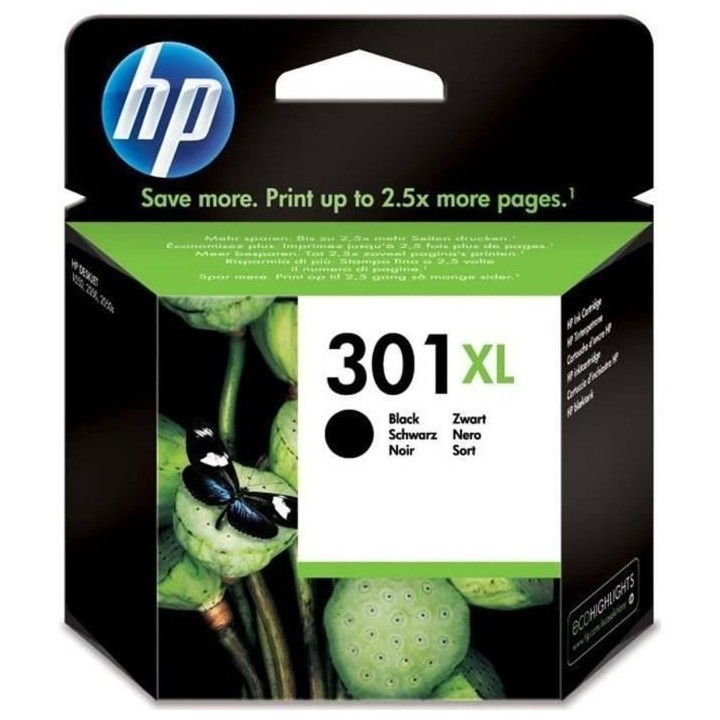 HP 301XL Cartouche d'encre noire grande capacité authentique (CH563EE