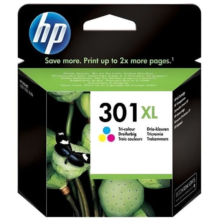 HP 301XL Cartouche d'encre trois couleurs grande capacité authentique