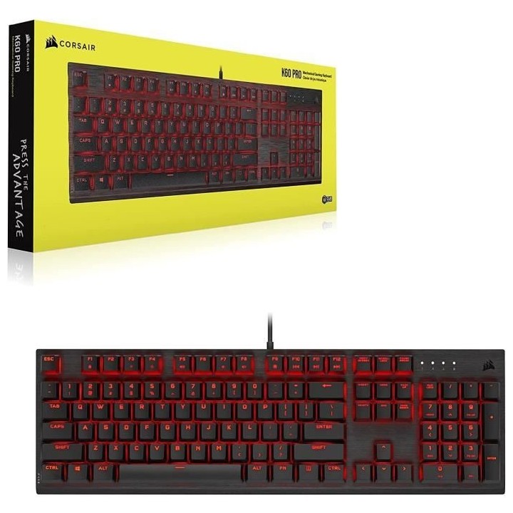 CORSAIR Clavier mécanique gaming K60 PRO a LED Rouge - Azerty - Noir