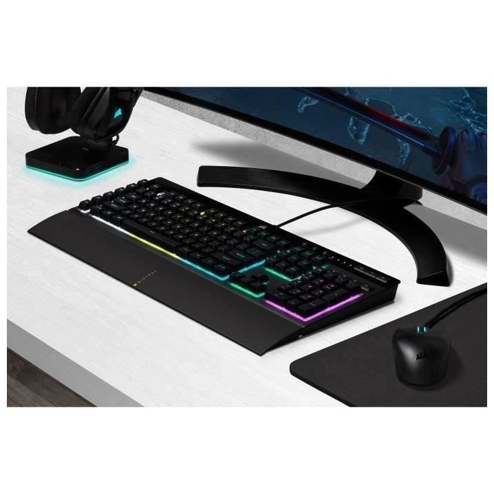 Clavier Gamer - AZERTY - CORSAIR - K55 RGB Pro - Numérique - Dôme en