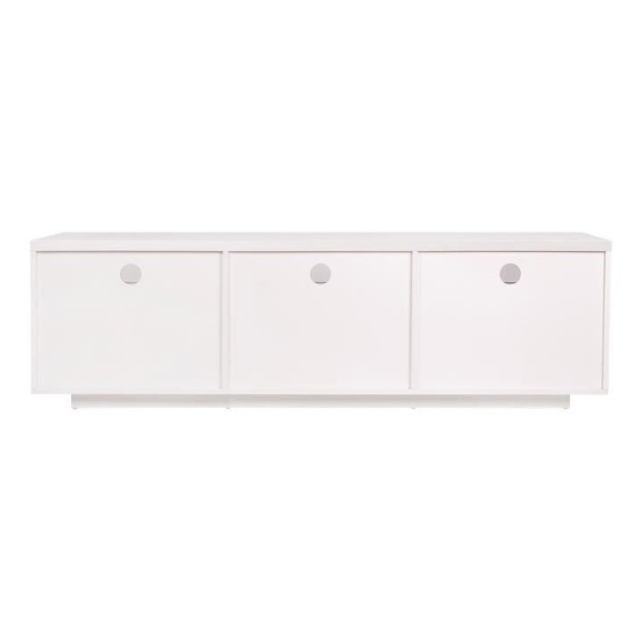 Meuble TV LED - MDF- Blanc laqué - 2 portes et 2 tiroirs- L 165 cm -