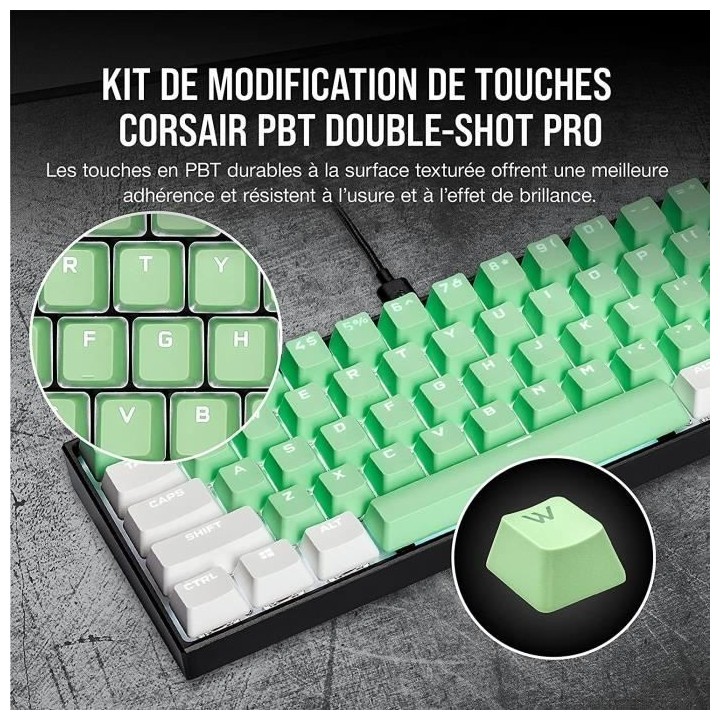 CORSAIR Kit de Modification de Touches PBT Double-Shot PRO - Vert (CH-