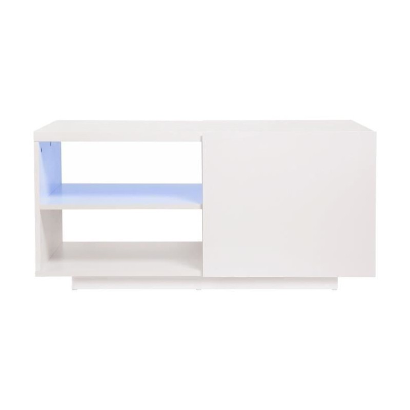 Table basse 1 porte avec luminaire LED inclus - LUX