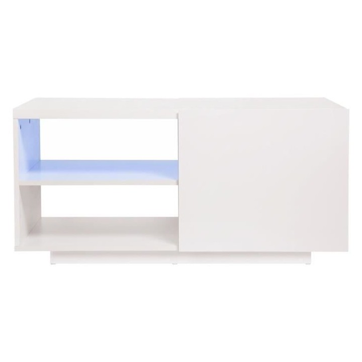 Table basse 1 porte avec luminaire LED inclus - LUX