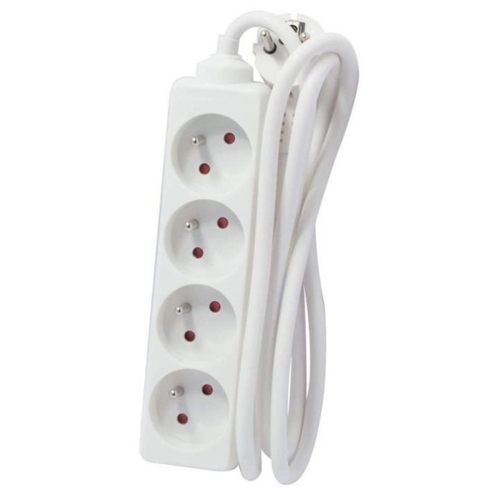 CHACON Bloc multiprise rallonge 4 prises 16A 5m blanc