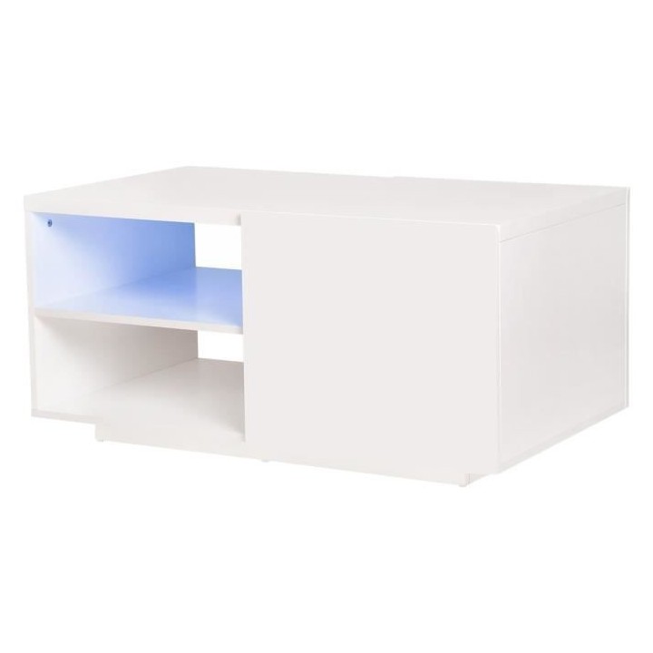 Table basse 1 porte avec luminaire LED inclus - LUX