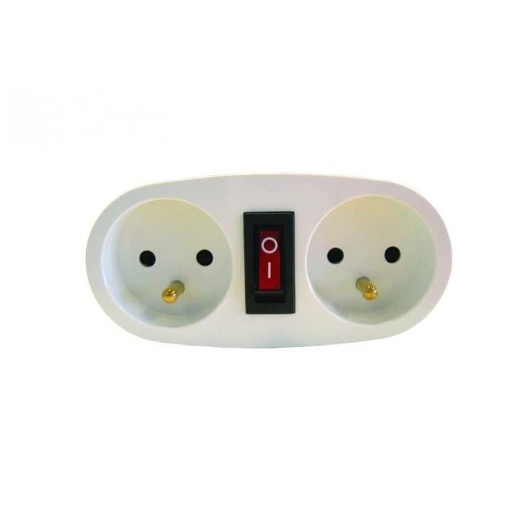 CHACON Prise biplite 2x16A avec interrupteur blanc