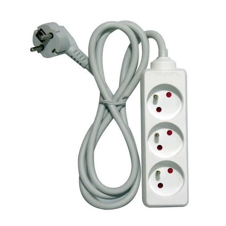 CHACON Bloc multiprise 3 prises 16A 1,5m blanc