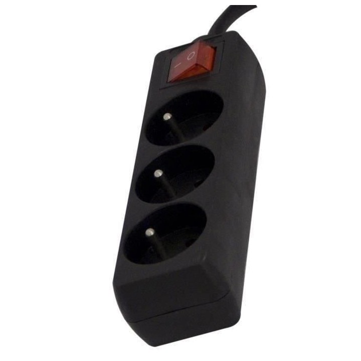 CHACON Bloc multiprise avec interrupteur 3 prises 16A 1,5m noir