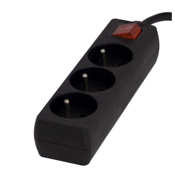 CHACON Bloc multiprise avec interrupteur 3 prises 16A 1,5m noir