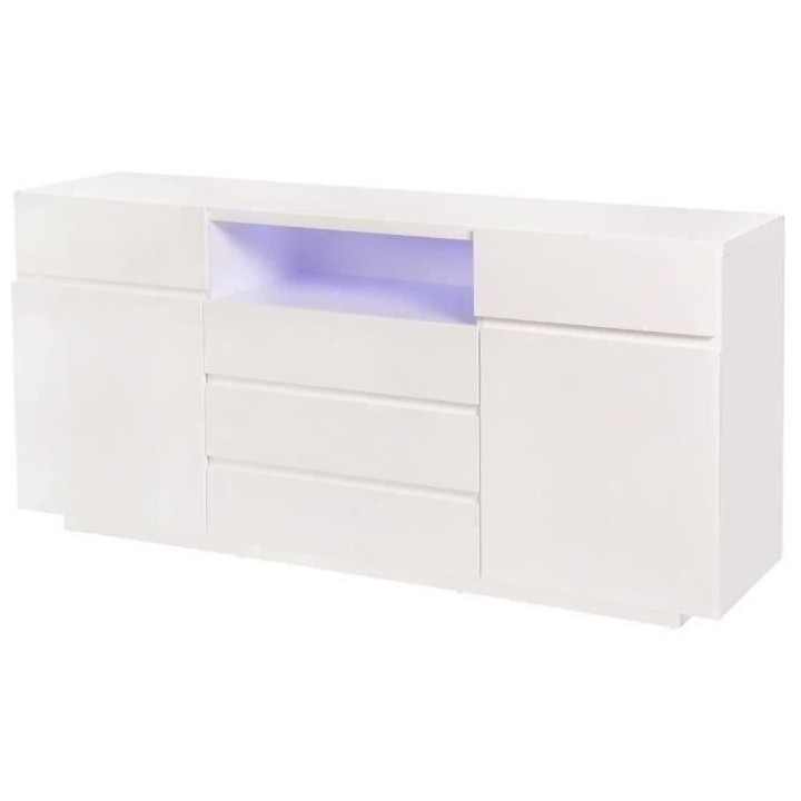 Buffet avec luminaire LED inclus - 2 portes et 5 tiroirs - L 175 x P 4
