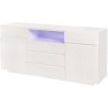 Buffet avec luminaire LED inclus - 2 portes et 5 tiroirs - L 175 x P 40 x H 81 cm - LUX