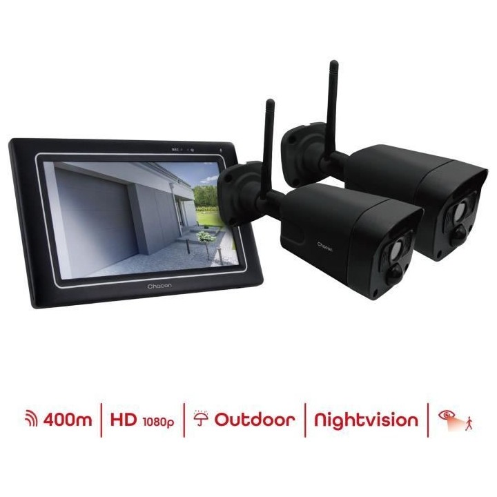 Kit 2 caméras - CHACON - Sans fil - Ecran tactile IP