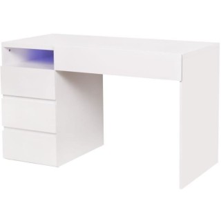 Bureau LUX - MDF- Blanc - 4 tiroirs et 1 niche + LED- -L 120 x P 59 x