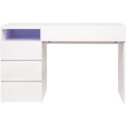 Bureau LUX - MDF- Blanc - 4 tiroirs et 1 niche + LED- -L 120 x P 59 x H 75 cm