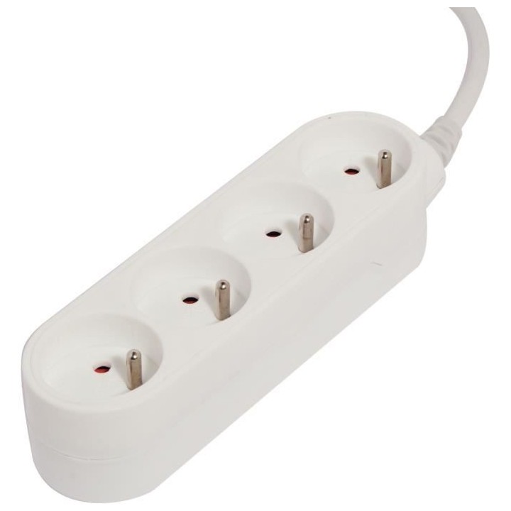 CHACON Bloc multiprise 4 prises 16A 1,5m blanc