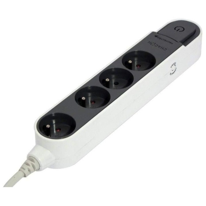 CHACON Bloc multiprise parafoudre avec interrupteur 4 prises 16A 5m gr