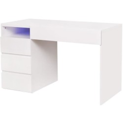 Bureau LUX - MDF- Blanc - 4 tiroirs et 1 niche + LED- -L 120 x P 59 x H 75 cm