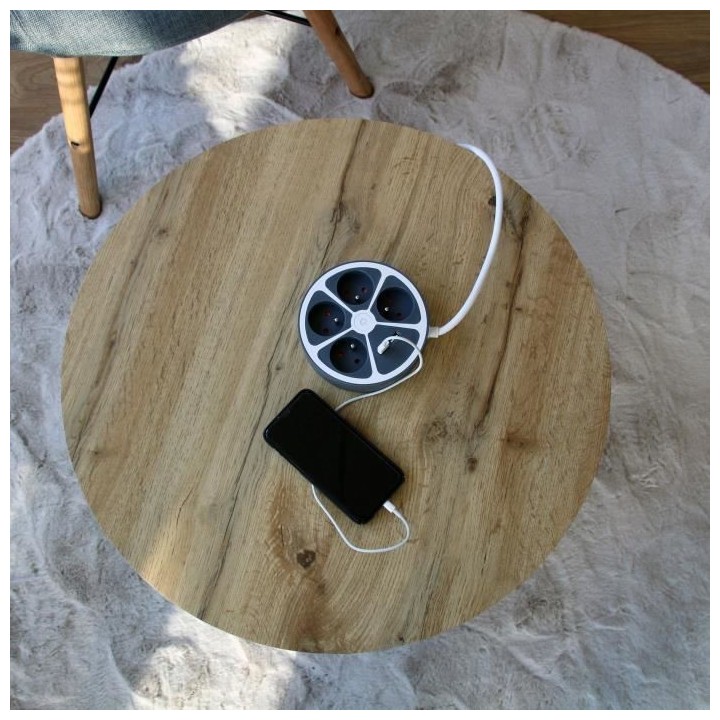 Bloc cercle - CHACON - 4 x16 A + 2 USB-1 - 1,5 m - (FR) - Gris