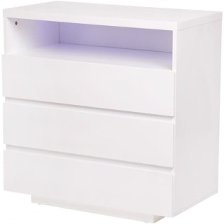 Commode LUX - 3 tiroirs et 1 niche + LED - Blanc - L 75 x P 40 x H 77