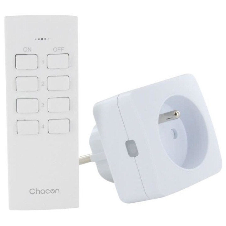 Set 2 mini prises - CHACON - On/Off - 2300 W (FR) + télécommande - B