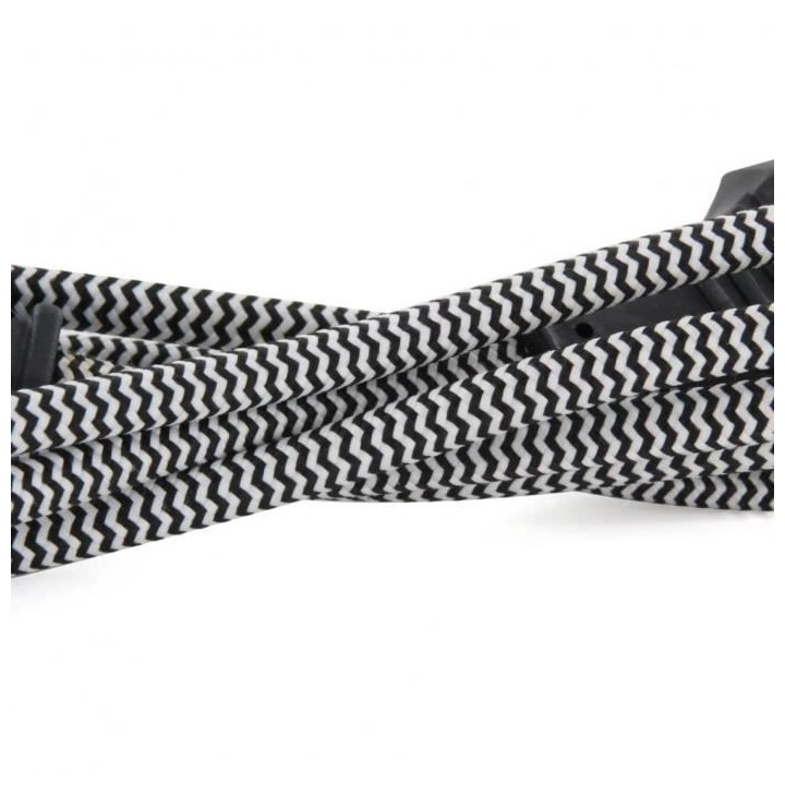 Chacon Rallonge textile noire/blanc 6A - 1,5m-Fiche noire