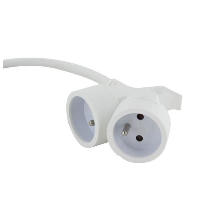 Chacon Prolongateur HO5VVF 3g1,5 5m dual head blanc (FR)