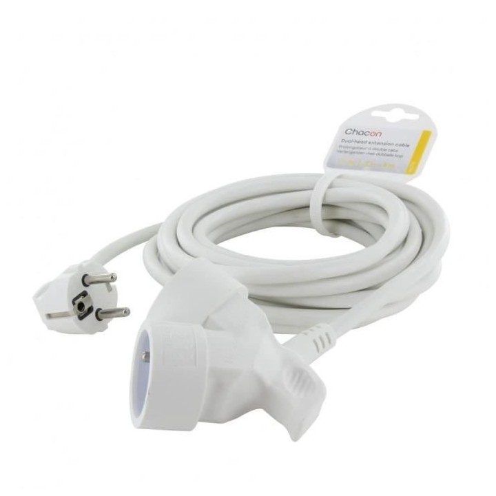 Chacon Prolongateur HO5VVF 3g1,5 5m dual head blanc (FR)