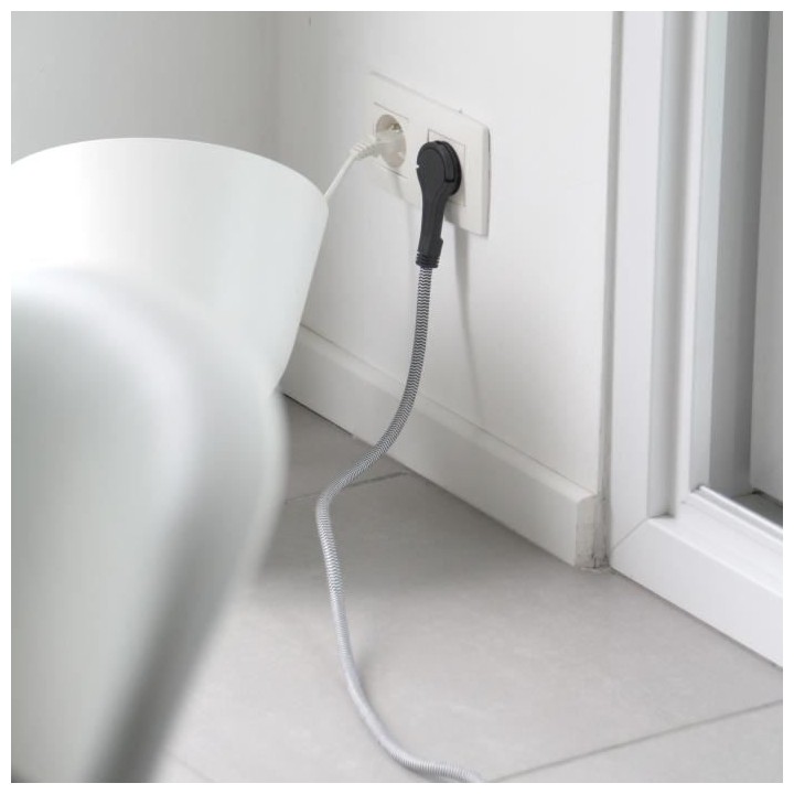 CHACON Prolongateur textile 5m 3x1,5m2 textile cable & noire fiche pla