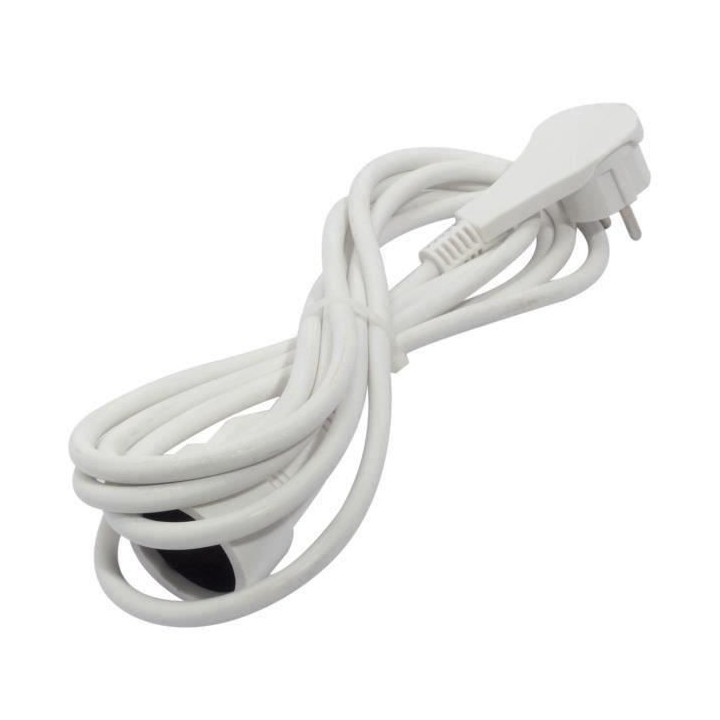 CHACON Prolongateur HO5VVF 3 x 1,5 mm²- 3 m - Avec fiche plate - Blan