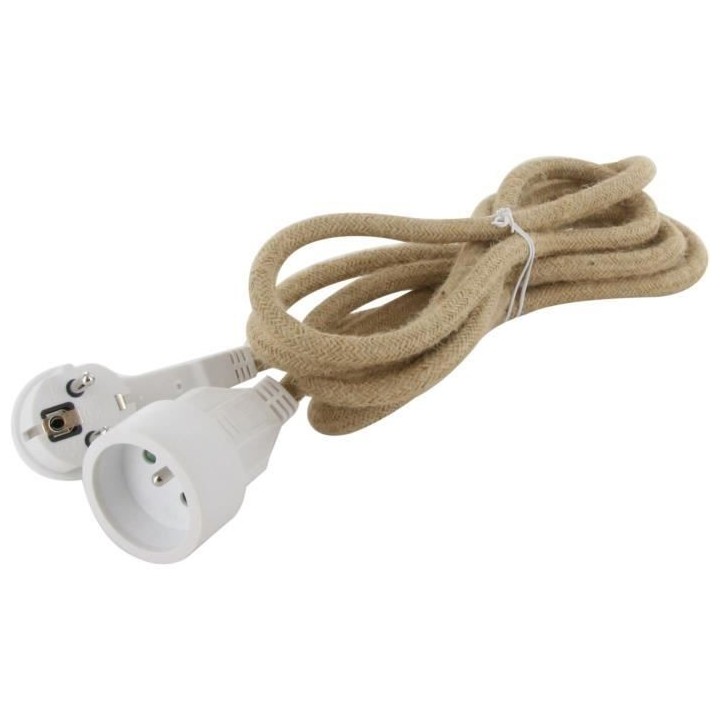 Prolongateur - CHACON - 66789 - Textil 3m 3x1,5m2 - Câble LIN & fiche