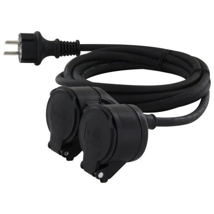 Chacon Prolongateur HO5RR-F 3 x1,5mm2- IP44 Dual-Head - 10m -