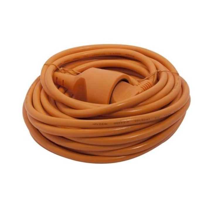 CHACON Rallonge électrique 12 m HO5VVF 3x1,5 mm2 orange