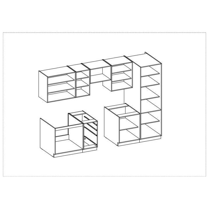 CHAMONIX Cuisine complete 300cm 8 éléments - Décor chene clair - L3